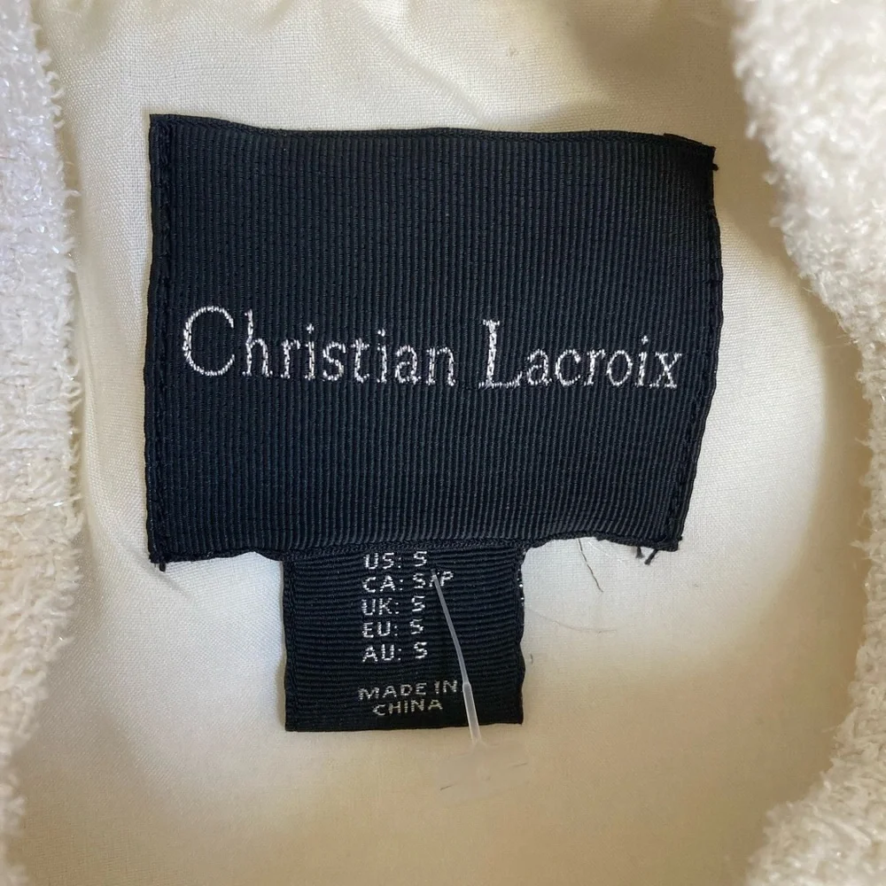 Christian Lacroix Boucle’ Tweed Crop Vest Sleeveless Jacket Intermix $395 - Picture 8 of 16